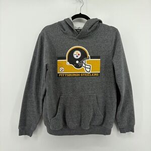 NFL Team Apparel Pittsburgh Steelers Youth Large‎ Hoodie Gray Helmet Graphic